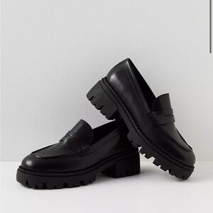 Free People Lyra Lug Sole Loafers black size 39 (9)